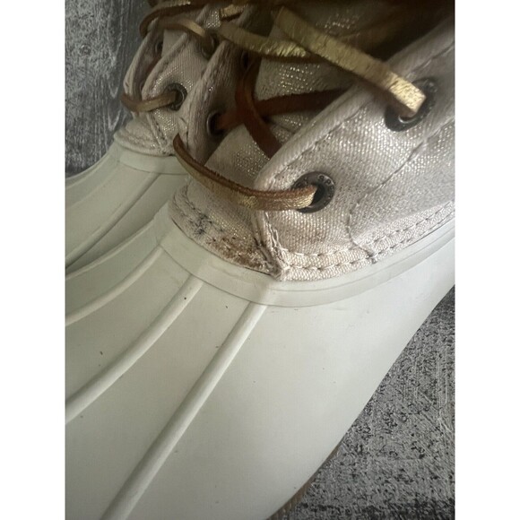 Sperry Women 5 Saltwater Waterproof Duck Boots Cream - Picture 7 of 7